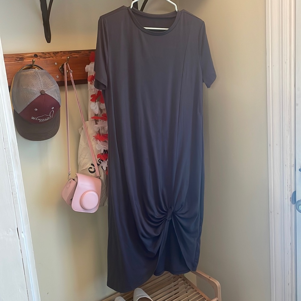Super soft Charcoal knotted midi dress